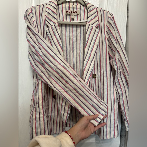 Anthropologie Dolan Anna Double-Breasted Striped Linen Blend Blazer - Picture 7 of 15